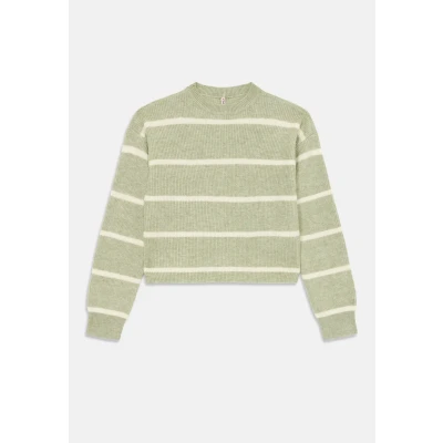 Abbildung von ONLY Girls Kogfranca Short Stripe Strickpullover für Kinder, Größe: 134/140, Desert sage/birch