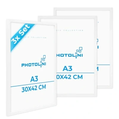 Abbildung von PHOTOLINI Bilderrahmen 3er Set, stabiles MDF Holz, mit Acrylglas, extra Zubehör