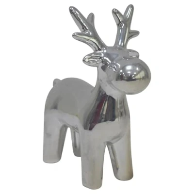 Abbildung von Dadeldo Living &amp; Lifestyle Hirsch Dekofigur Silber Steingut 10x9cm Weihnachtsdeko