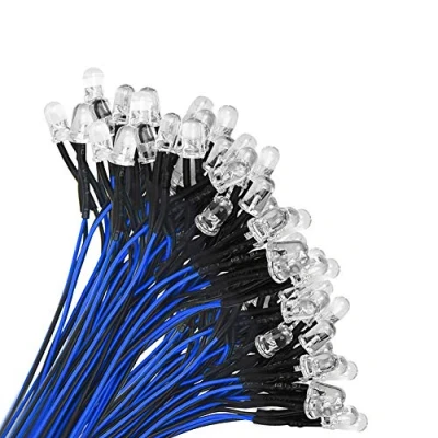 Abbildung von YIXISI 50 Stücke Vorverdrahtete LED, Dioden Licht, 12V Vorverdrahtetes 5mm LEDs, 20cm Blau