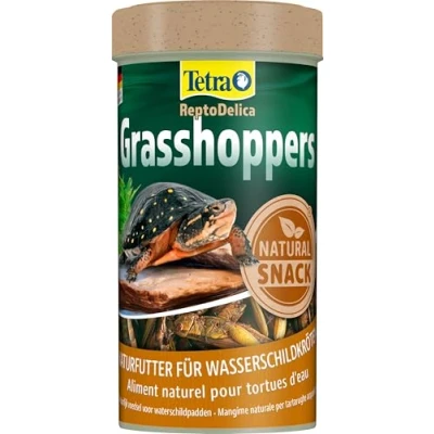 Abbildung von Tetra ReptoDelica Grasshoppers Schildkröten Futter Naturfutter aus getrockneten Heuschrecken, 250 ml Dose