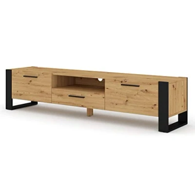 Abbildung von BIM Furniture TV Stand Nuka 200 cm Lowboard Schrank Tisch Sideboard Kommode Hi Fi (Artisan Eiche)