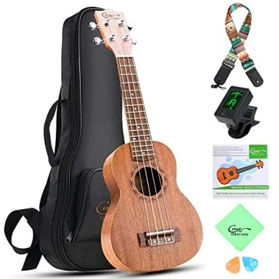 Abbildung von Hricane Ukulele Konzert für Kinder Erwachsene Anfänger Starter 23 Zoll Professional Klein Ukulelen mit Tasche, Nylon Saiten und Reinigungstuch