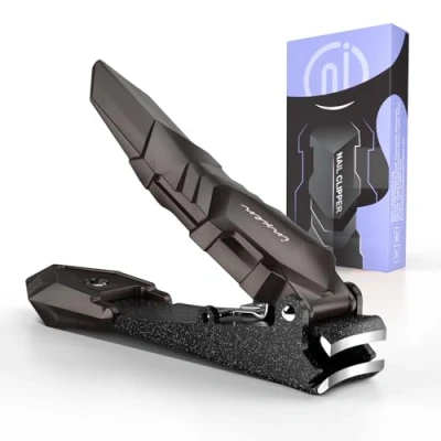 Abbildung von Nagelknipser für Fingernagel und Fußnägel, Klein aus Mattiertem Edelstahl,Scharf Nail Clipper Nagelzwicker Groß, mit Auffangbehälter,Nagelschneider Männer Damen