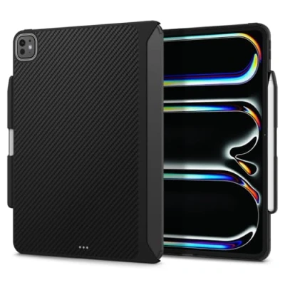 Abbildung von Spigen Enzo Aramid Hülle Kompatibel mit iPad Pro 11 Zoll 5.Generation (2024) Case Magnetring Schwarz