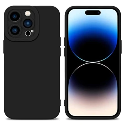 Abbildung von Cadorabo Hülle kompatibel mit Apple iPhone 14 PRO Schutzhülle TPU Silikon Case Liquid Design Kameraschutz Slim Kratzfest Weiche Gummi Rundumschutz für in Schwarz