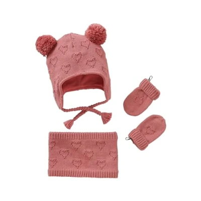 Abbildung von Vertbaudet Mädchen Baby Set: Mütze, Rundschal &amp; Fäustlinge Altrosa 62/68