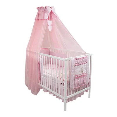 Abbildung von 4 Tlg. Moskitonetz Betthimmel Himmel Vollstoff Chiffon Chiffonhimmel 320 480cm (Rosa, 480cm)