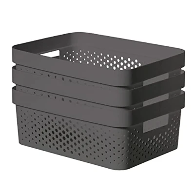 Abbildung von CURVER Infinity Dots Grau, 3 x 11 Liter