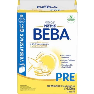 Abbildung von BEBA PRE Anfangsmilch von Geburt an, Babynahrung, nur Laktose, ohne Palmöl, Vorratspack 1er Pack (1 x 1200g)