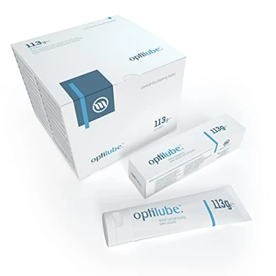 Abbildung von OptiLube Tuben (113g x12) Steriles Gleitgel in 5g, 42g, 82g und 113g Tuben, wasserlöslich mit einfacher Klappkappe