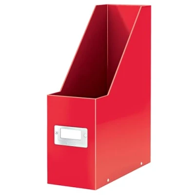 Abbildung von Leitz WOW Magazinhalter, A4, Dokumentenaufbewahrungsbox aus Karton mit Etikett, faltbar, für Haus, Büro &amp; Schule, Click Store Reihe, roter Magazinträger, 60470026