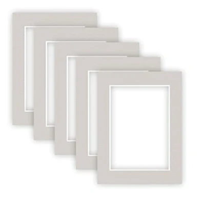 Abbildung von nielsen Conservation Passepartout Karton 1,5 mm 5er Set Außenformat 30x40 cm für Bildformat 20,5x29,5 (DIN A4) Kieselgrau (hellgrau) strukturierte Oberfläche