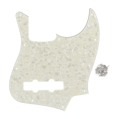Abbildung von FLEOR 10 Löcher JB Bass Pickguard 4Ply Scratch Plate ohne Truss Rod Notch für Standard 4 Saiter Modell Bassgitarre, Gealterte Perle