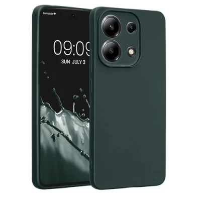 Abbildung von kwmobile Handyhülle kompatibel mit Xiaomi Redmi Note 13 4G Hülle weiche Silikon Case metallisch schimmernd in Metallic Petrol