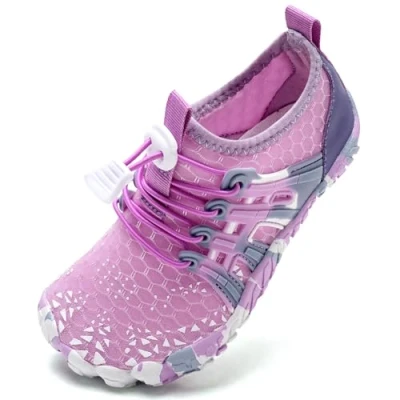 Abbildung von Barfußschuhe Kinder Barfussschuhe Wasserschuhe Mädchen Badeschuhe Barfuß Schuhe Aquaschuhe Schwimmschuhe Strandschuhe rutschfeste Schnell Trocknend（Violett 31EU）