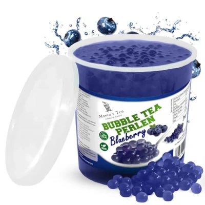 Abbildung von Momo&#039;s Tea Bubble Perlen 3000g Blaubeer Geschmack Vegan, Glutenfrei &amp; Halal Mit Fruchtsaft Ideal Für Snacks, Desserts Getränke Bubbles Tea, Popping Boba Fruchtperlen