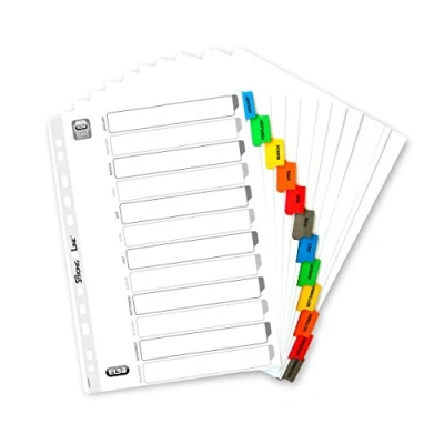 Abbildung von Elba Strongline Reiter A4 Register Jan Dez, Weiß mit mehrfarbigen Laschen, 1 Set