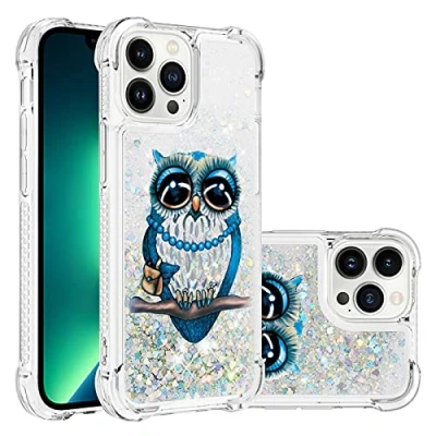 Abbildung von KBIKO zxl Kompatibel mit iPhone 14 Glitzer Hülle, Mädchen Glitzern Handyhülle, Paillette Flüssigkeit Leicht Clear Silikon Schutzhülle für Eule YB