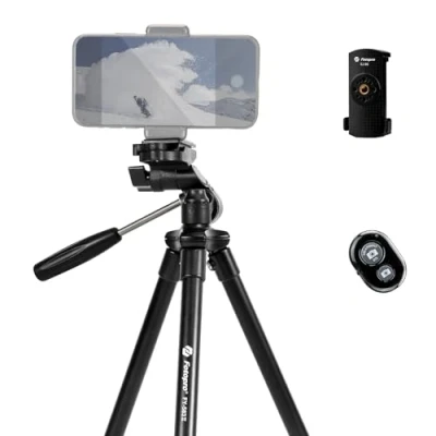 Abbildung von Fotopro FY 583 Handy Stativ mit Tragetasche Drahtlose Fernbedienung Telefonhalterung 360 Grad Drehung Leichte Tragbare Reisestativ für Kamera Phone Klein 115 cm Schwarz