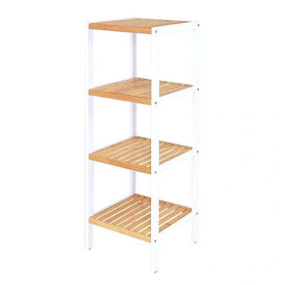 Abbildung von dibea Regal aus Bambus, Badezimmerregal, Wohnzimmerregal, Küchenregal, mit 4 Ablageflächen, 33 x 98 cm