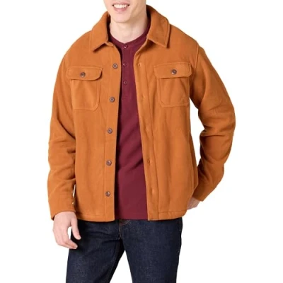 Abbildung von Amazon Essentials Herren Polar Fleece Hemdjacke mit Langen Ärmeln, Muskat, XXL