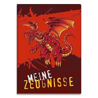 Abbildung von itenga Zeugnismappemit Motiv DIN A4 Dokumentenmappe Zeugnisse für Kinder Jugendliche Schüler Mädchen (Drache)