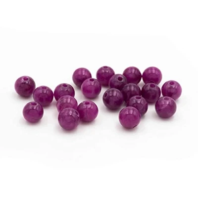 Abbildung von Vintageparts Perlen aus Jade in Magenta 6,5mm 20 Stück zum Schmuck selber Machen