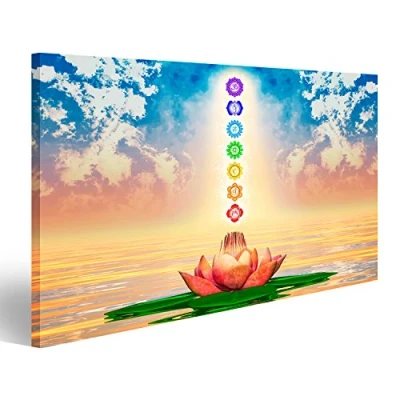 Abbildung von Bild auf Leinwand Heiliger Lotus und Chakren Wandbild Poster Leinwandbild
