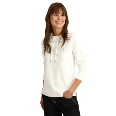 Abbildung von Cecil MIT Wording Langarmshirt, Damen, Größe: Large, Weiß