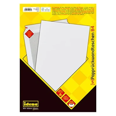 Abbildung von Idena 10247 Versandtaschen DIN B4 mit Papprückwand, 5 Stück haftklebend, Umschläge ohne Fenster, aus 120 g/m² FSC Mix Papier in Weiß