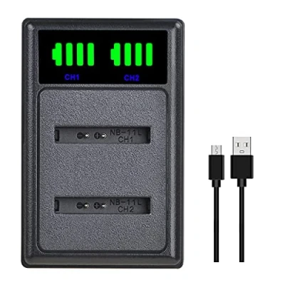 Abbildung von PowerTrust NB 11L Akku Ladegerät LCD USB für Canon 11LH PowerShot A2300 is, A2400 A2500, A2600, A3400 A3500 A4000 ELPH 110 HS,