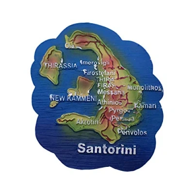 Abbildung von Santorini Griechenland 3D Karte Kühlschrankmagnet Touristische Souvenirs Harz Magnetische Aufkleber Home &amp; Kitchen Dekoration aus China