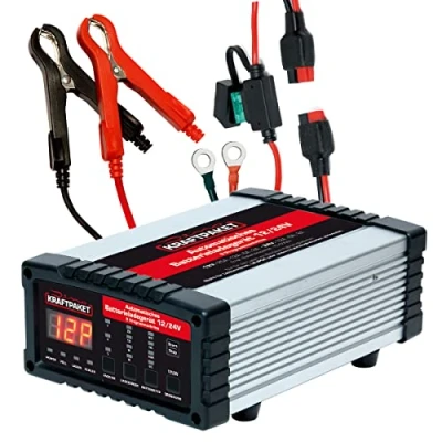 Abbildung von Dino KRAFTPAKET 25a/12a/6a/2a 12V/24V regelbares intelligentes und automatisches Batterieladegerät für Blei Säure, GEL, EFB, CAL, AGM Batterie KFZ Ladegerät alle gängigen Batterien