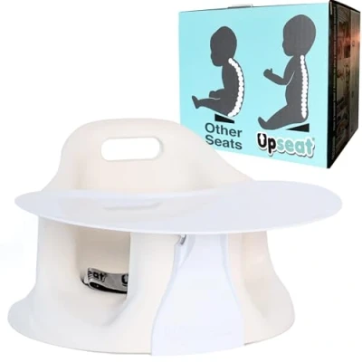 Abbildung von Upseat Baby Bodensitzerhöhung mit Tablett Aufrechte Haltung und gesunde Hüften (Weiß)