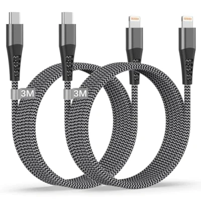 Abbildung von USB C Lightning Kabel 3M 2Pack, iPhone Ladekabel [Apple MFi Zertifiziert] Nylon Schnellladekabel für 14/13 Pro/12/11 Pro Max/12 Mini/XS/X/8/SE/iPad