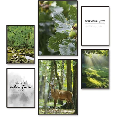 Abbildung von Artland Poster &quot;Abendteuer &amp; Wanderlust&quot;, Wiesen Baumbilder, (Set, 6 St.), 6er Set, 2xDIN A3 / 4xDIN A4, ohne Rahmen