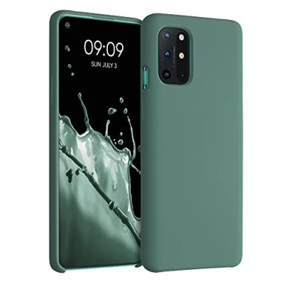 Abbildung von kwmobile Hülle kompatibel mit OnePlus 8T Silikon Handy Case Handyhülle weiche Oberfläche kabelloses Laden Tannengrün