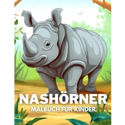 Abbildung von Nashörner Malbuch für Kinder: +40 lustige und einfache Zeichnungen von niedlichen zum Ausmalen Kinder, Jungen Mädchen, die lieben Stress abbauen entspannen