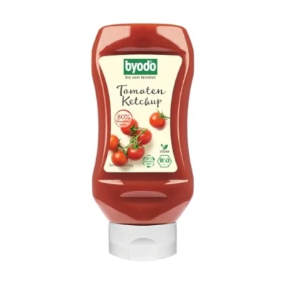 Abbildung von Byodo Bio Tomaten Ketchup 300ml Fruchtiger Geschmack mit 80% Tomatenmark Vegan, Vegetarisch, Koscher, Halal Erntefrische Italienische Praktische Squeeze Flasche für Grill &amp; Snacks