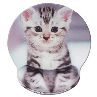 Abbildung von Jahosin Mauspad mit Handgelenkstütze, Pure Black Ergonomische Handgelenkauflage,bequemes Memory Foam Anti Rutsch Handgelenkpolster für Computer und Büro 25x23 cutecat