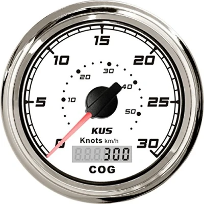 Abbildung von KUS GPS Tacho Kilometerzähler 30Knots Für Boot Yachten 85mm 12V/24V (Weiß)