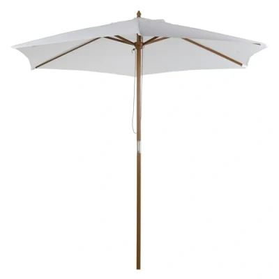 Abbildung von Outsunny Sonnenschirm, Gartenschirm, 3 stufig, Sonnenschutz, Bambus 180/㎡ Polyester, Weiß, Ø2,5 x 2,3 m