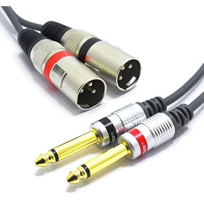 Abbildung von VITALCO 2x XLR Stecker auf 6.3mm TS Klinke Kabel 3m Mikrofonkabel 3 Polig Männlich Mono Klinkenstecker Audio Adapter