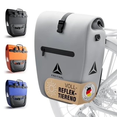 Abbildung von FREITHAL Vollreflektierende Fahrradtasche für Gepäckträger [27L] Verwendbar als Gepäckträgertasche &amp; Umhängetasche 100% wasserdichte Reflektierende Bike Bag