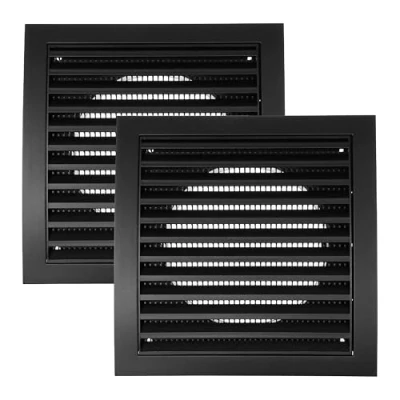 Abbildung von Vent Systems Ø125mm Außenmaße 190x190mm 2 Stück Anthrazit Lüftungsschlitz Abdeckung für Trockner, Belüftungsöffnungen und Abluft Rohr, den Außenbereich geeignet