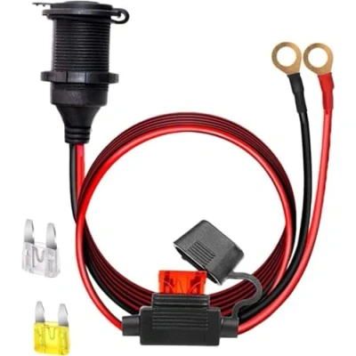 Abbildung von Dongge 12V / 24V Marine Steckdose Verlängerungskabel 3M 2.5mm² 20A Mit Faden Einfach zu installierende KFZ Zigarettenanzünder buchse Batterieklemme Direktbatterie Typ Adapter