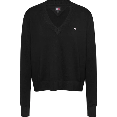 Abbildung von Tommy Jeans Essential Sweater Strickpullover, Damen, Größe: Small, Black