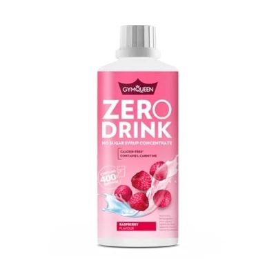Abbildung von GymQueen Zero Drink Himbeere 1000ml, kalorienarmes und zuckerfreies Getränkekonzentrat 1:80, angereichert mit B Vitaminen für deinen Stoffwechsel L Carnitin, Getränke Sirup wenig Kalorien