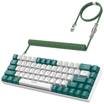Abbildung von YINDIAO T8 60% Gaming Tastatur,68 Tasten,Kompakte,Kabelgebundene,Mechanische Mini Tastatur mit 18 Chroma RGB Hintergrundbeleuchtung,Blauer Schalter,USB C Spiraltastaturkabel,für PC,PS4 Grün